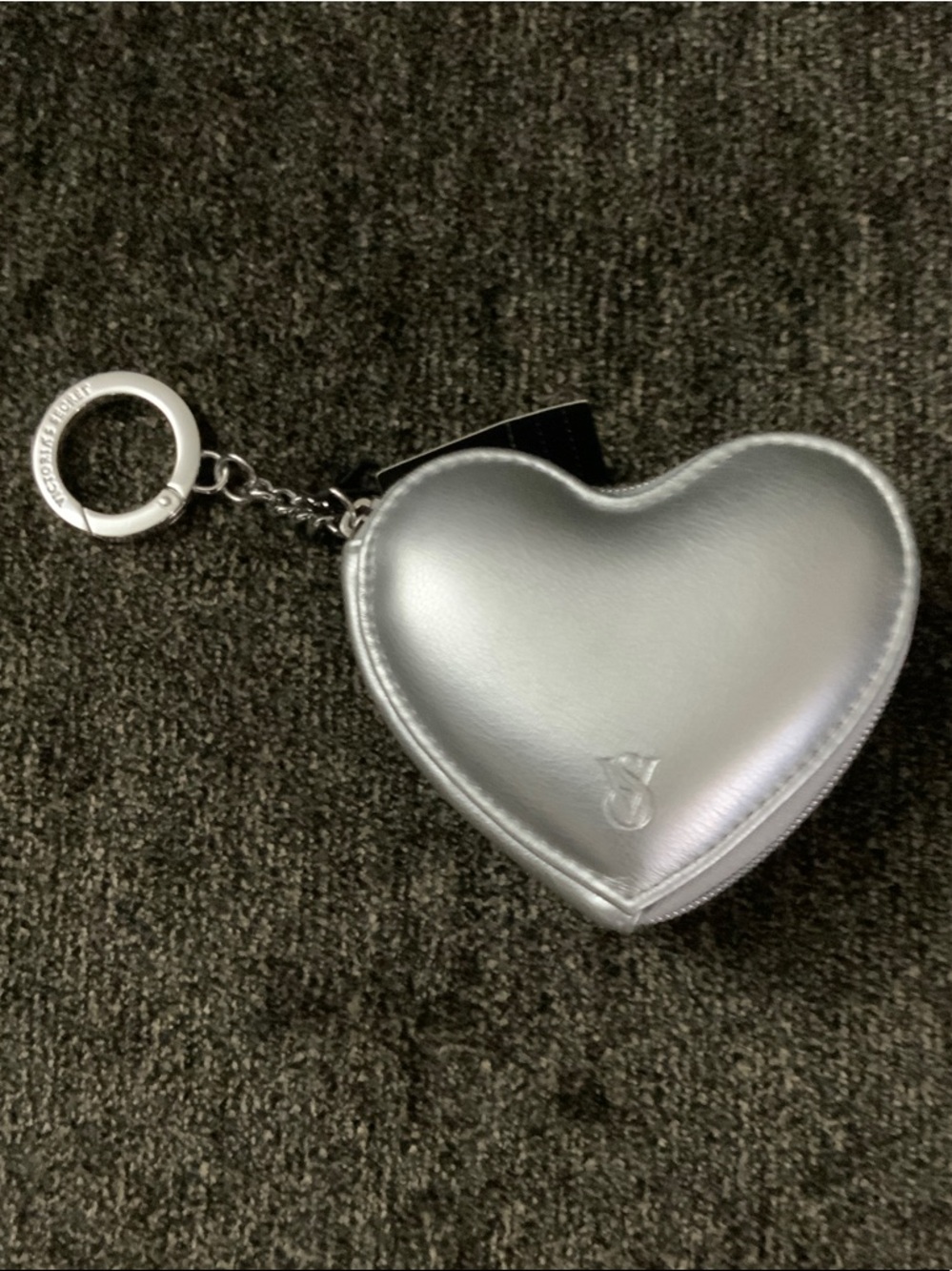 Victoria's Secret Silver Heart Keychain Coin Pouch